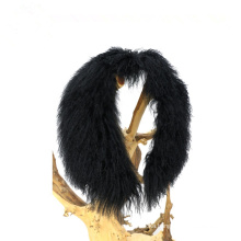 Genuine tibet lamb fur collar white black mongolian fur collar